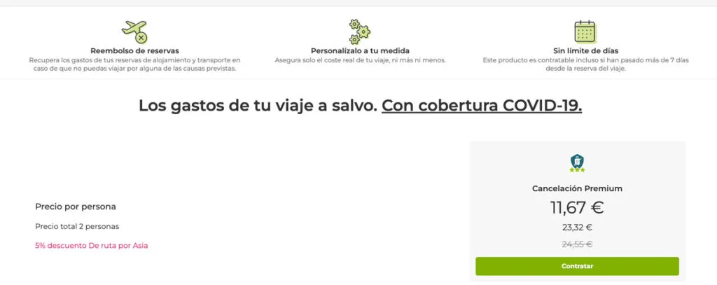 Seguro de Cancelación Vuelo por Covid-19 en Mondo
